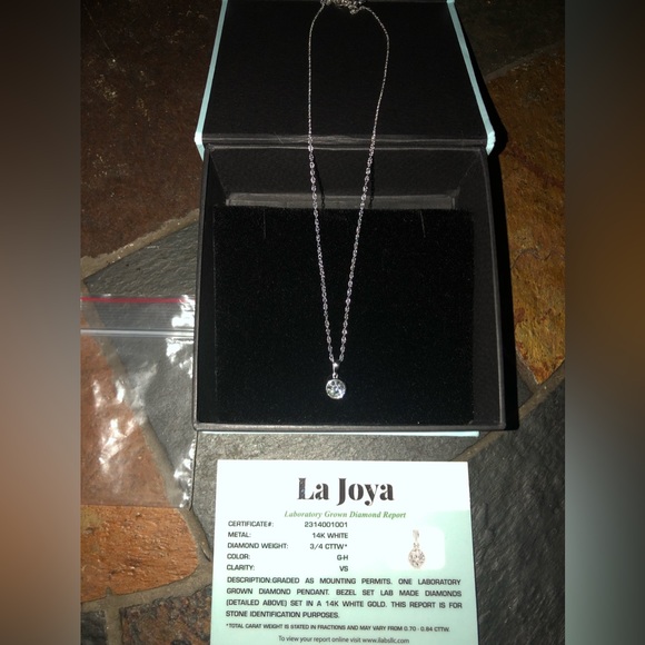 Certified .75 ct. diamond & 14k white gold chain. NWOT - Picture 8 of 9